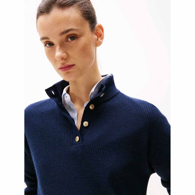 Tommy Hilfiger Gold Button Wool Blend Polo Jumper image number 2